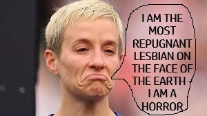 Megan Rapinoe: The Bitter, Jealous, Ugly, Mega Lesbian Who Can’t Stand Men Winning Without Her Permission.