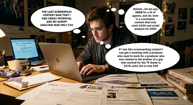 The Screenwriting Shakedown: Why IMDb Pro, Script Contests, Services and Expert Script Coverage Are Nothing More Than Predatory Extortion Rackets.